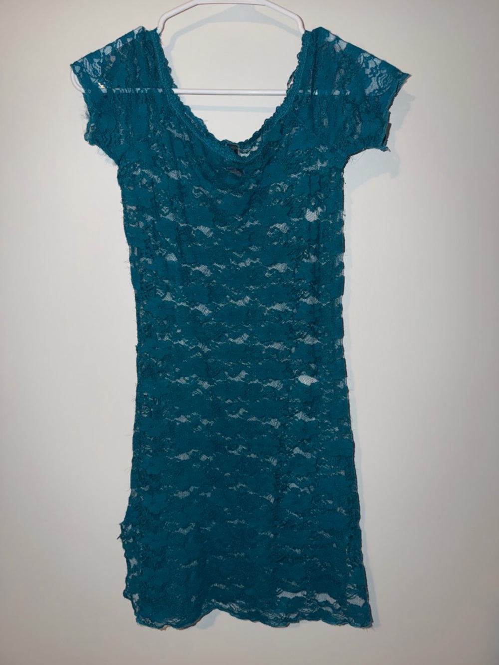 JUST SEXY Teal Lace Bow Accent Bodycon Short Dress